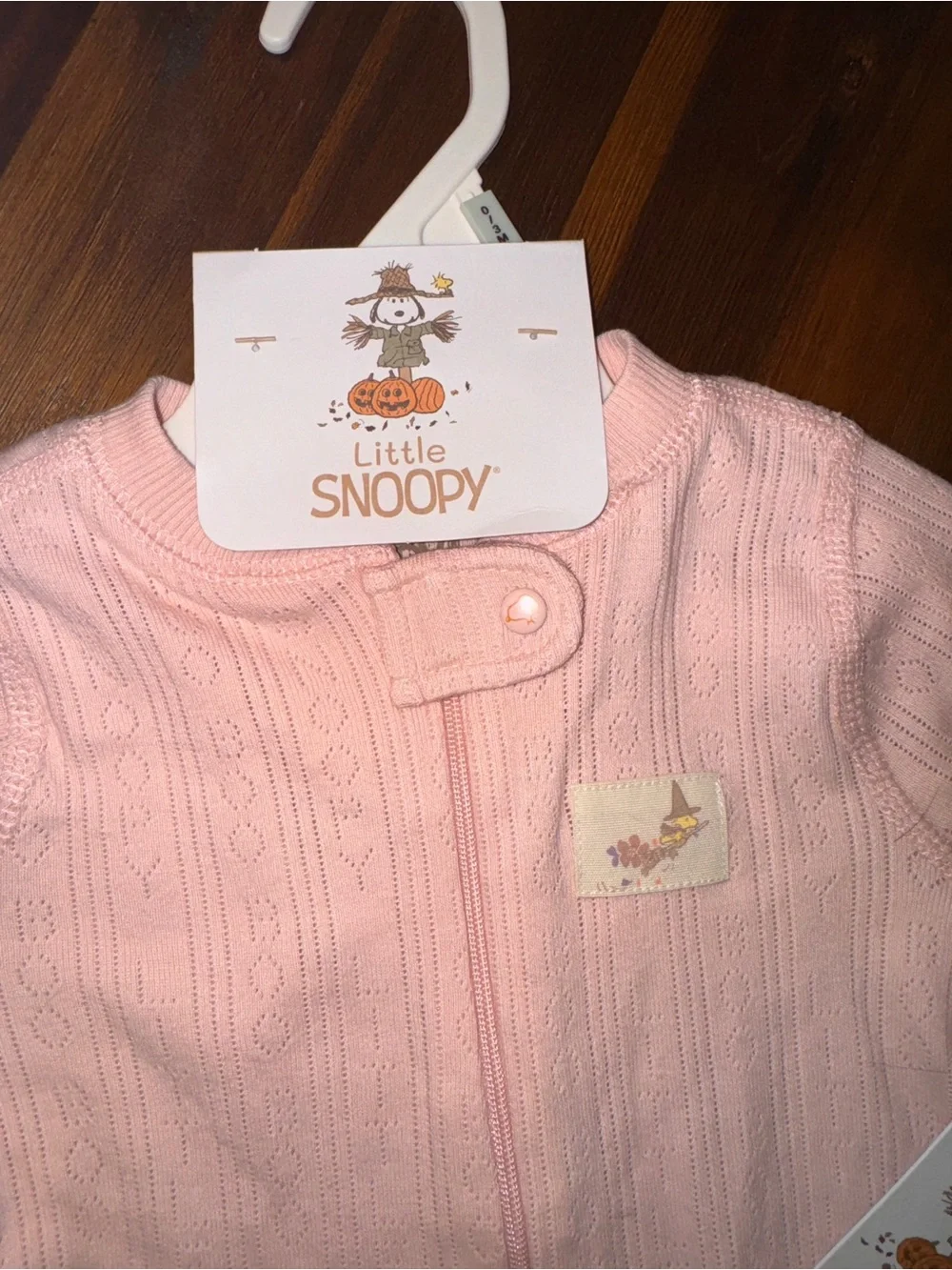 NWT Little Snoopy Peanuts Pink Pointelle Footed Sleeper 0-3M